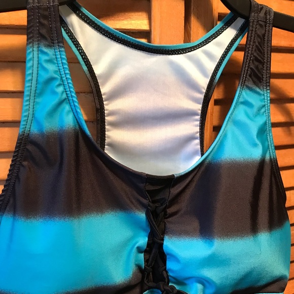 Black & Blue Racerback Tankini - Picture 10 of 12